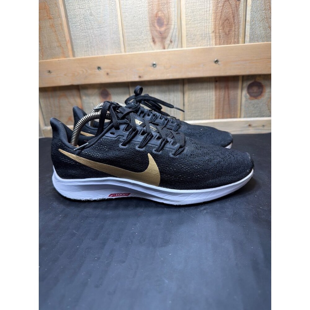 Nike Wmns Air Zoom Pegasus 36 Black/Metallic Gold Running Shoes Size 8.5 Aq2210-